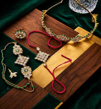 Jadau rakhi combo with hairband
